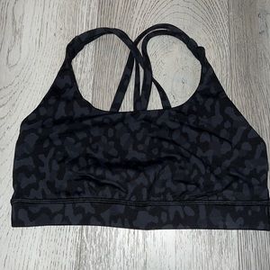 Lululemon leopard print black sports bra size 6